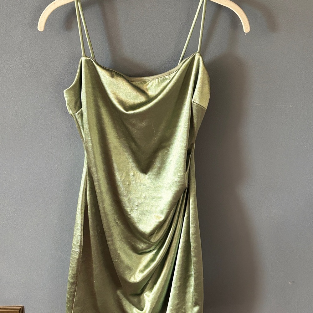 Elegant Green Satin Slip Dress